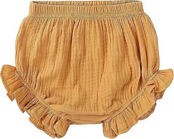 Culotte bouffante pour tout-petits filles Couvre-couches pour nouveau-nés pour filles Shorts mignons en coton pour bébé fille jaune9-12 mois