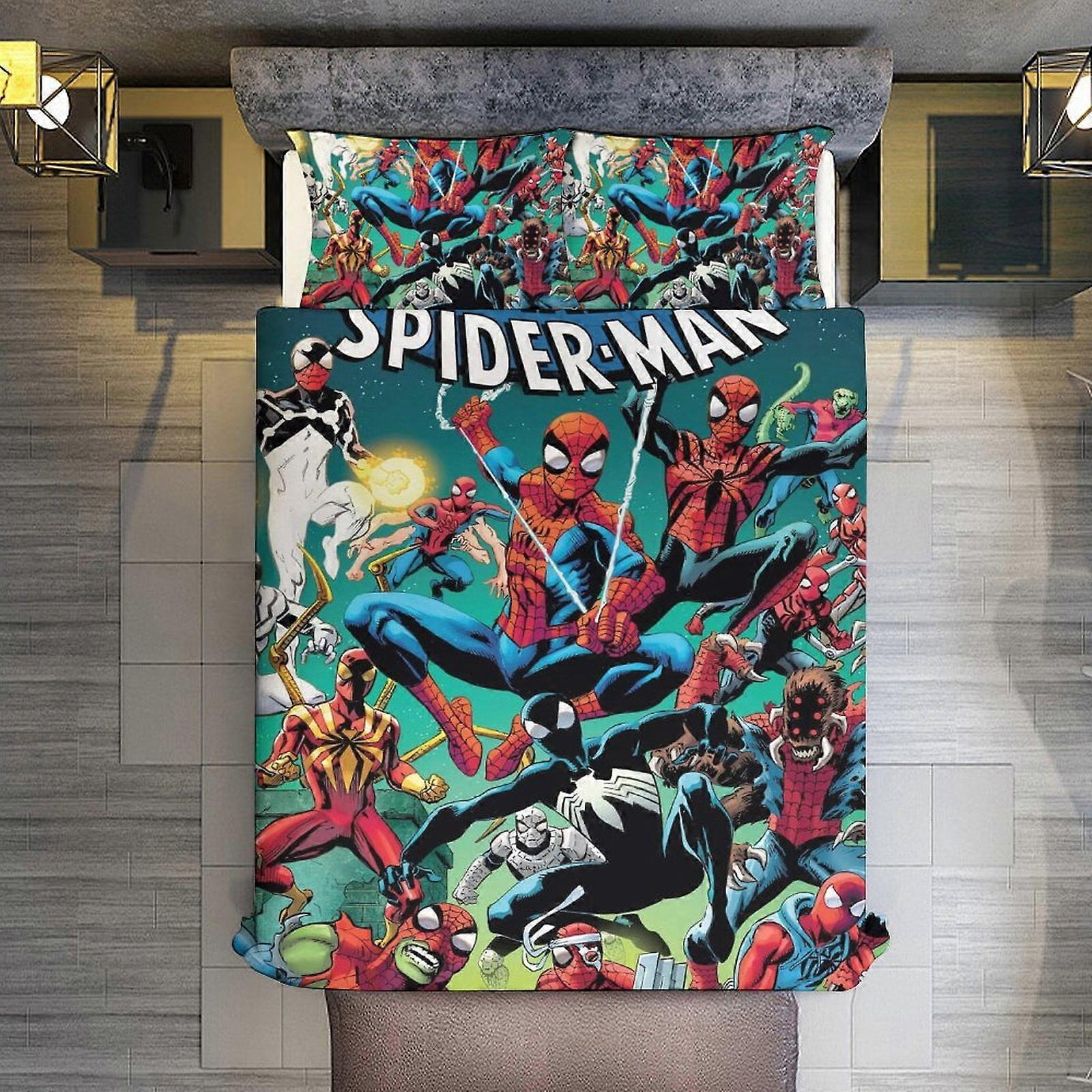 v690  Bed Sheets Bedding Spider-Man - Beyond Amazing,Spiderverse 3 Piece Sets Full/Queen Size - Reversible Microfiber Quilts with 2 Shams Soft Lightwe