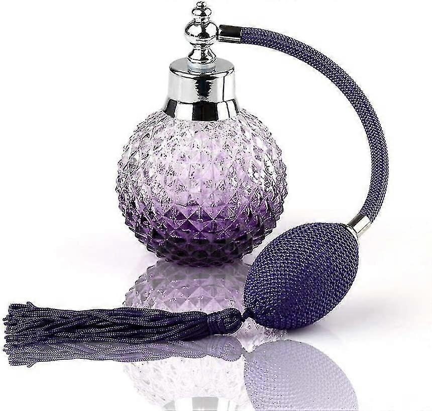 100ml κρύσταλλο άρωμα μπουκάλι μακρύ σπρέι φούντας ψεκασμού αντλία ξαναγεμιζόμενη γυάλινη φιάλη, μοβ