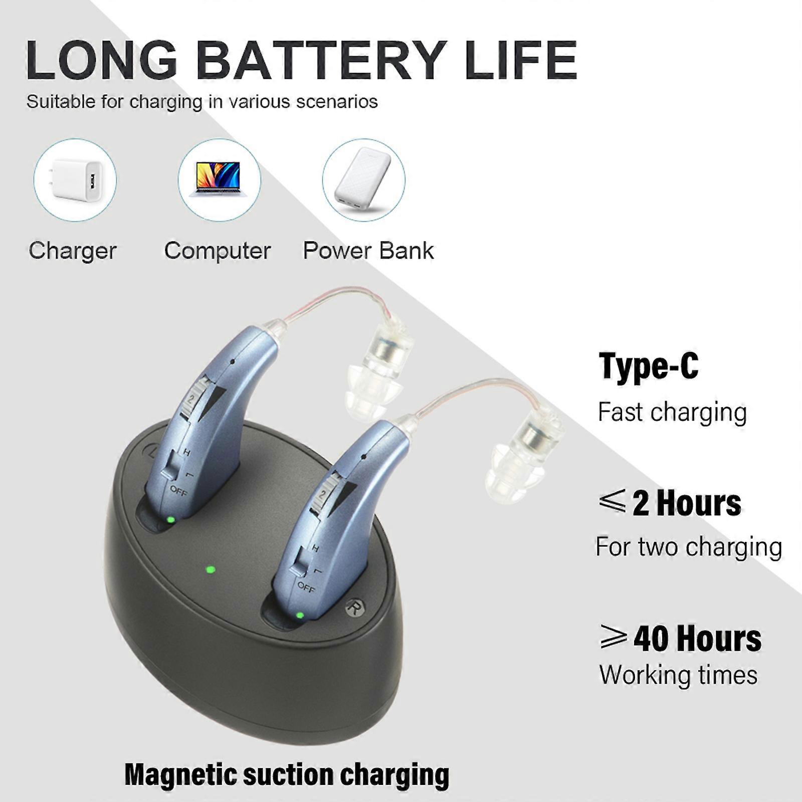 Z-109TX High-quality digital version behind-the-ear magnetic dual-charge hearing aid blue