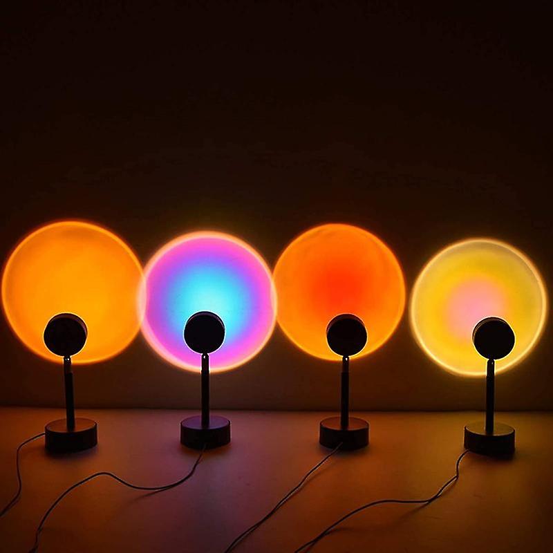 Led Sunset Projection Night Lights Usb Button Room Coffe Shop Background Wall Atmosphere Table Lamp Adjustable Rainbow Projector