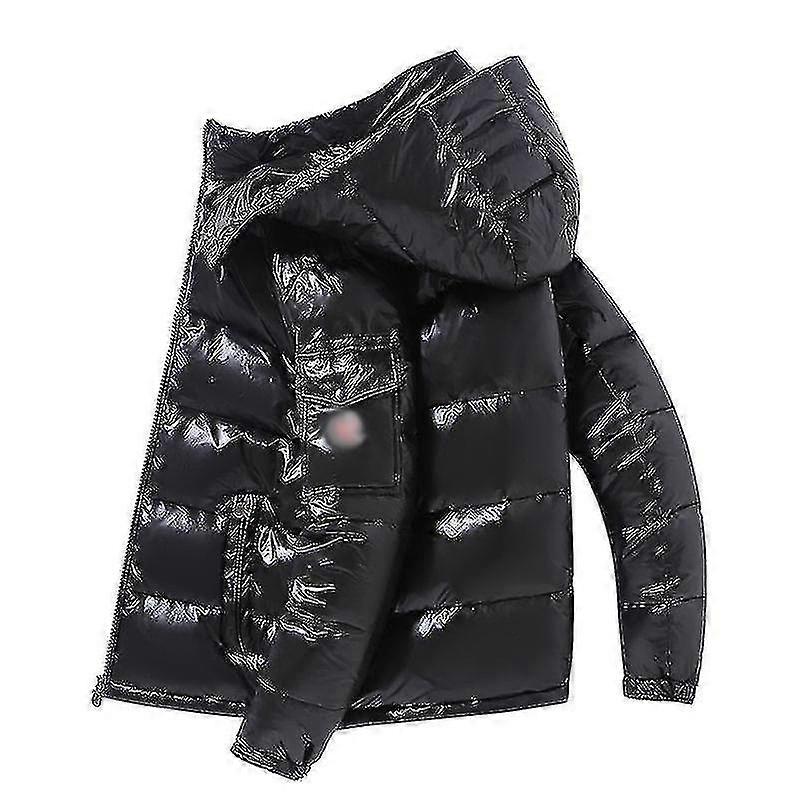 Shiny Down Jacket Men's Winter Jacket Stand Collar Down Jacket With Hood-jie