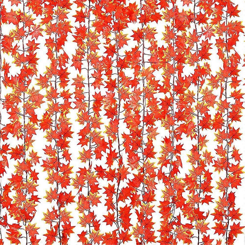12pcs Autumn Fall Leaf Garland, Hanging Fall Vines Maple Garland Artificial Fall Maple Leaves Thanksgiving Decor