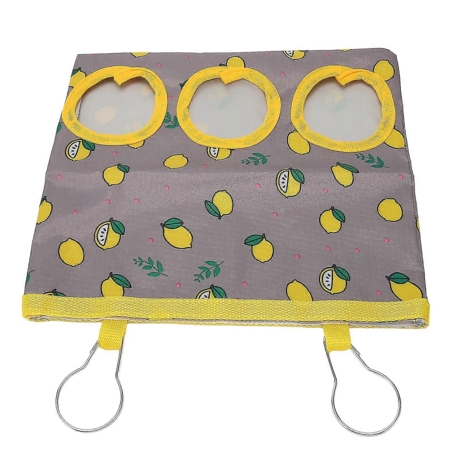 Hanging Hay Feeder Bag for Small Animals with 3 Holes - Lemon Pattern - Rabbit and Guinea Pig Hay Feeding Bag