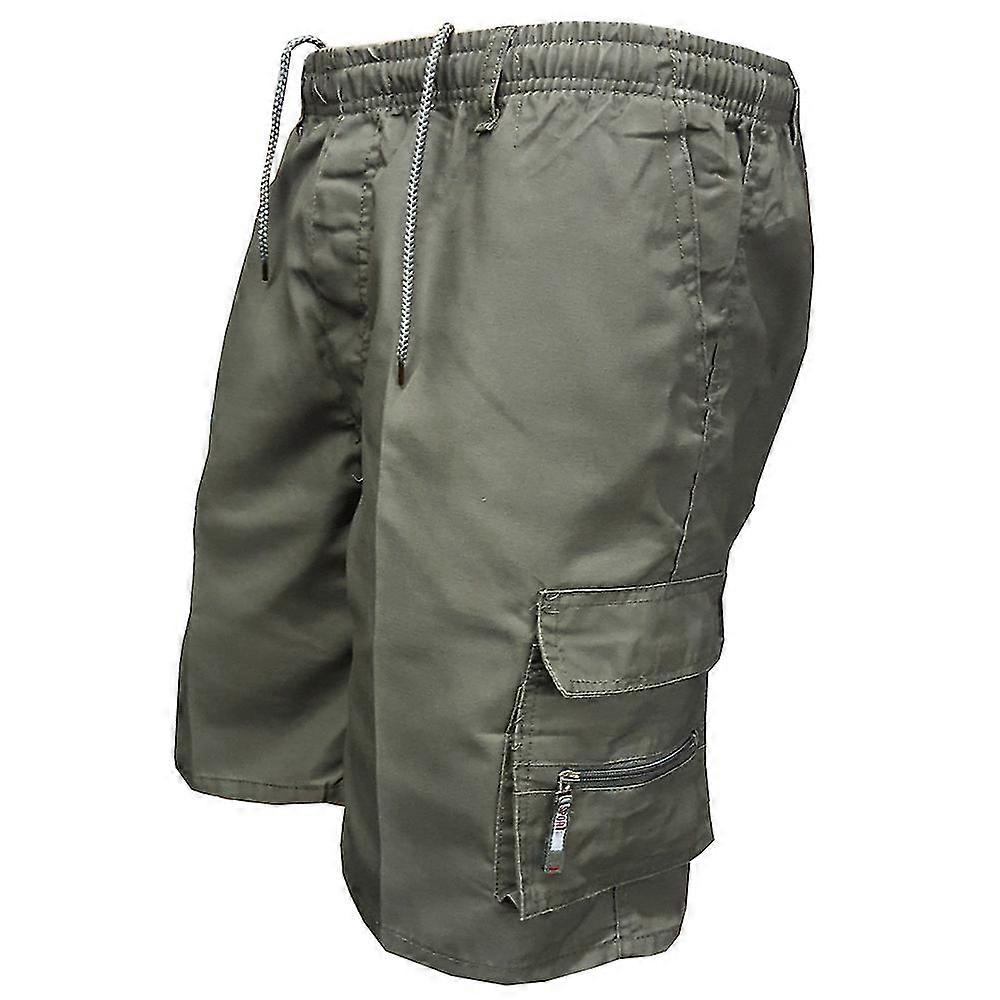 Men's Plain Drawstring Cargo Short Pants Summer Holiday Beach Casual Multi-pockets Elastic Waist Shorts