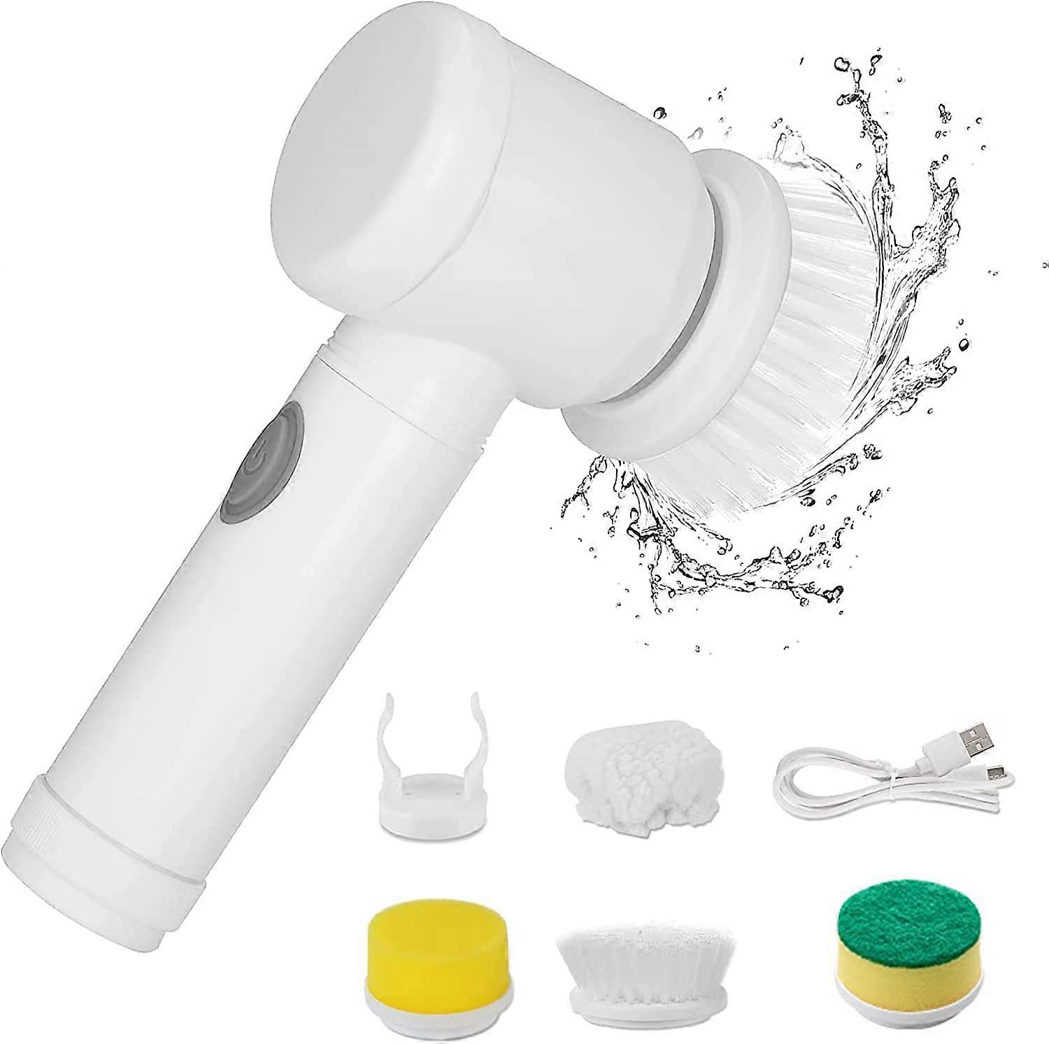 Rechargeable Electric Cleaning Brush, Waterproof Cordless Rotation Scrubber with 4 Replaceable Brush Heads for Kitchen, Tub, Sink, Corner, Window, Toi