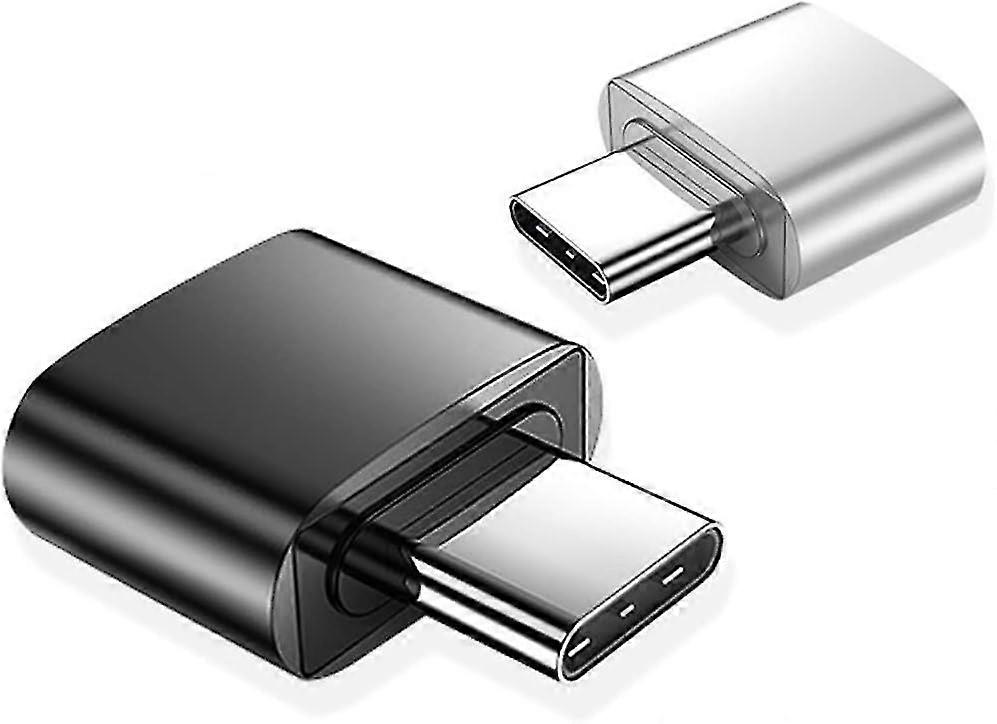 Usb C To Usb Adapter (2 Pack), Usb Female To Usb-c Male Adapter, Type C To Usb-a Converter, Compatible With Macbook, Usb-c Phone And More (black And S