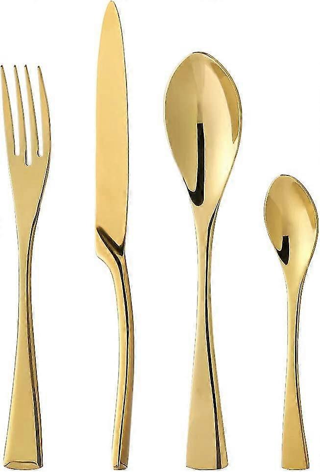 4pcs Stainless Steel Flatware,include Fork Spoons Knife (golden)