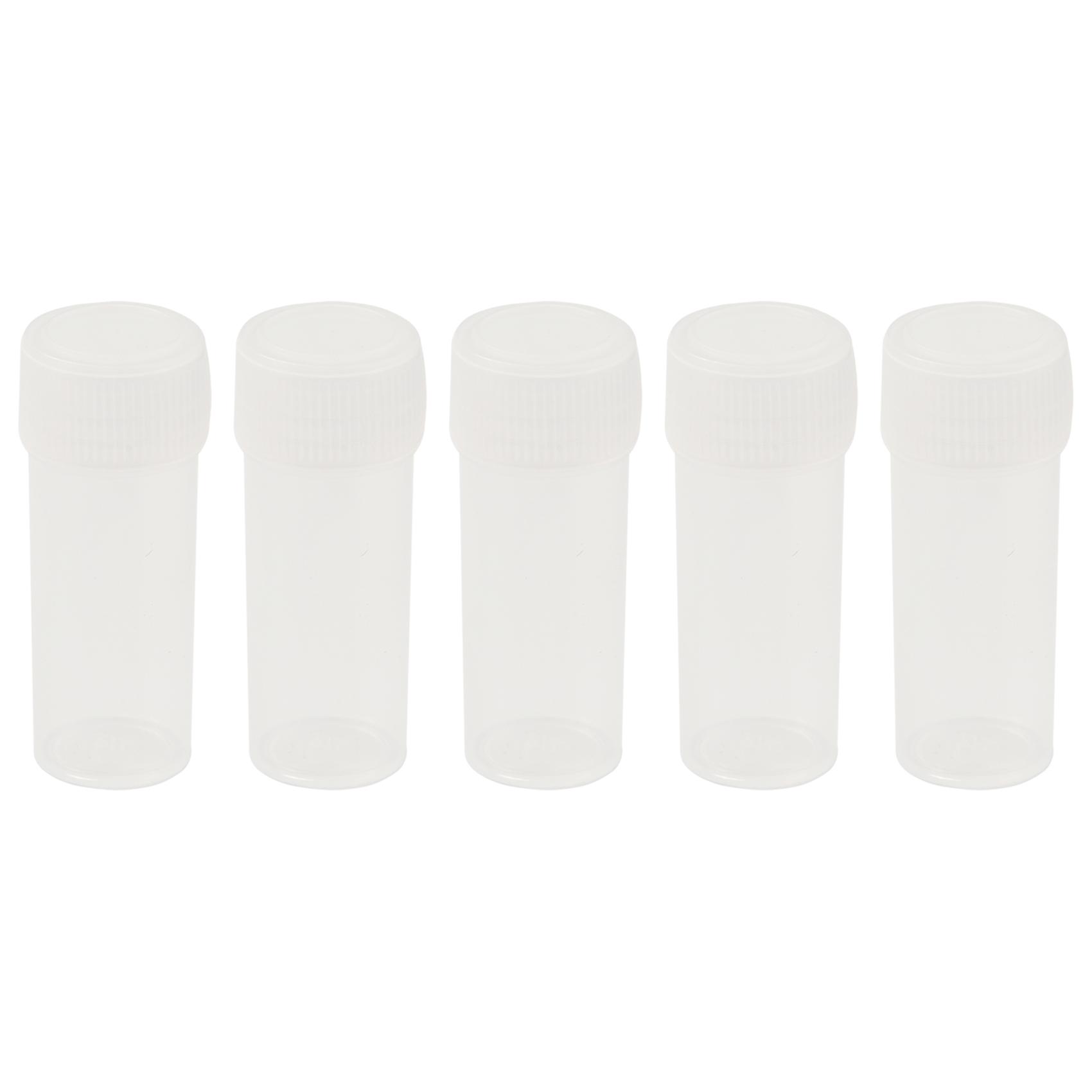 50x Plastic Sample Bottle 5ml Test Tube Lab Small Vial Storage Container + Lid