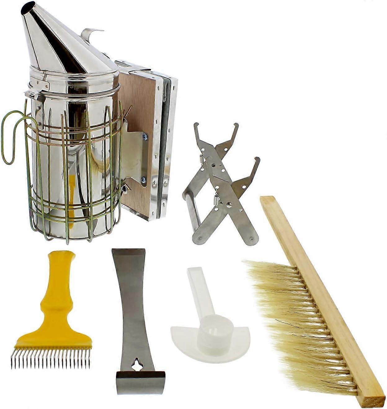 bel kit per affumicatore di api per principianti apicoltura api forniture starter kit - strumento per alveare a spazzola per api per fattorie di miele da cortile, 6 pezzi di attrezzatura per apicoltura