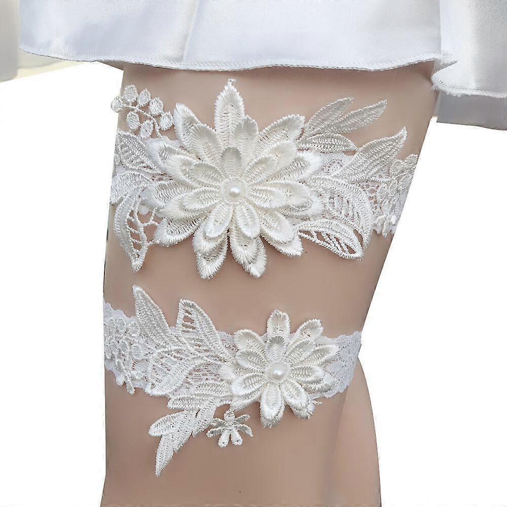 2Pcs/set Womens Wedding Garter Daisy Lace Bridal Garters Belts Suspenders Wedding Accessories Kit Set for Brides