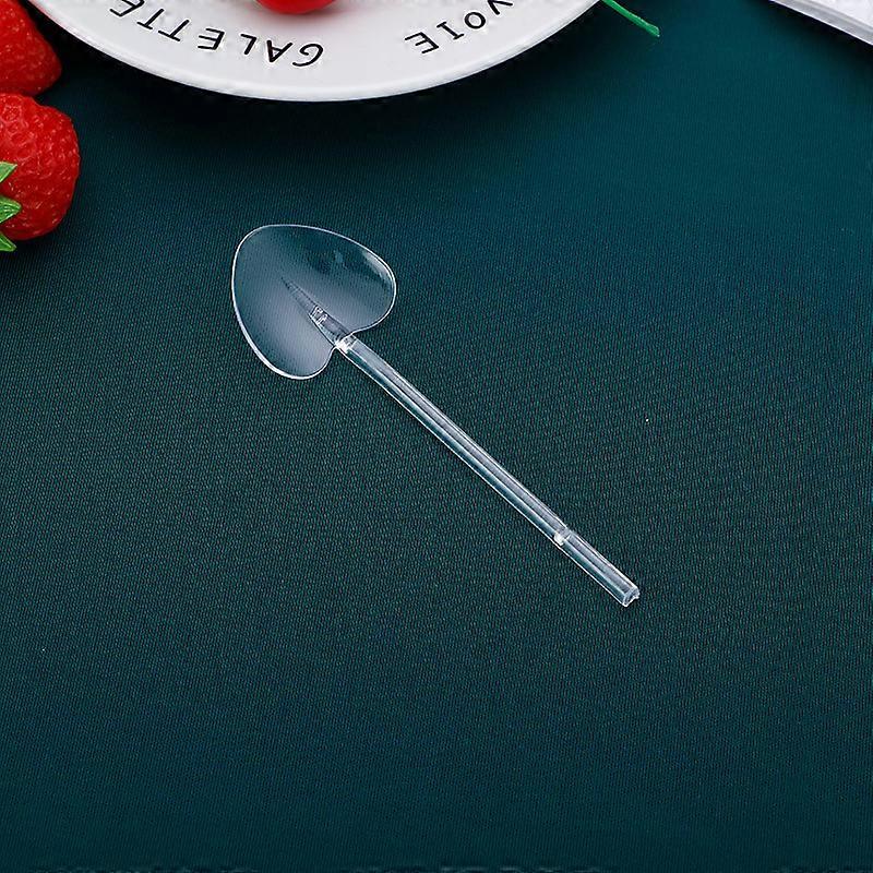 100 Pcs Disposable Spoons, Ice Cream Sundae Cheese Pudding Yogurt Heart-shaped Spoon, Multi-color Disposable Spoon, Disposable Tableware Spoon Supplie