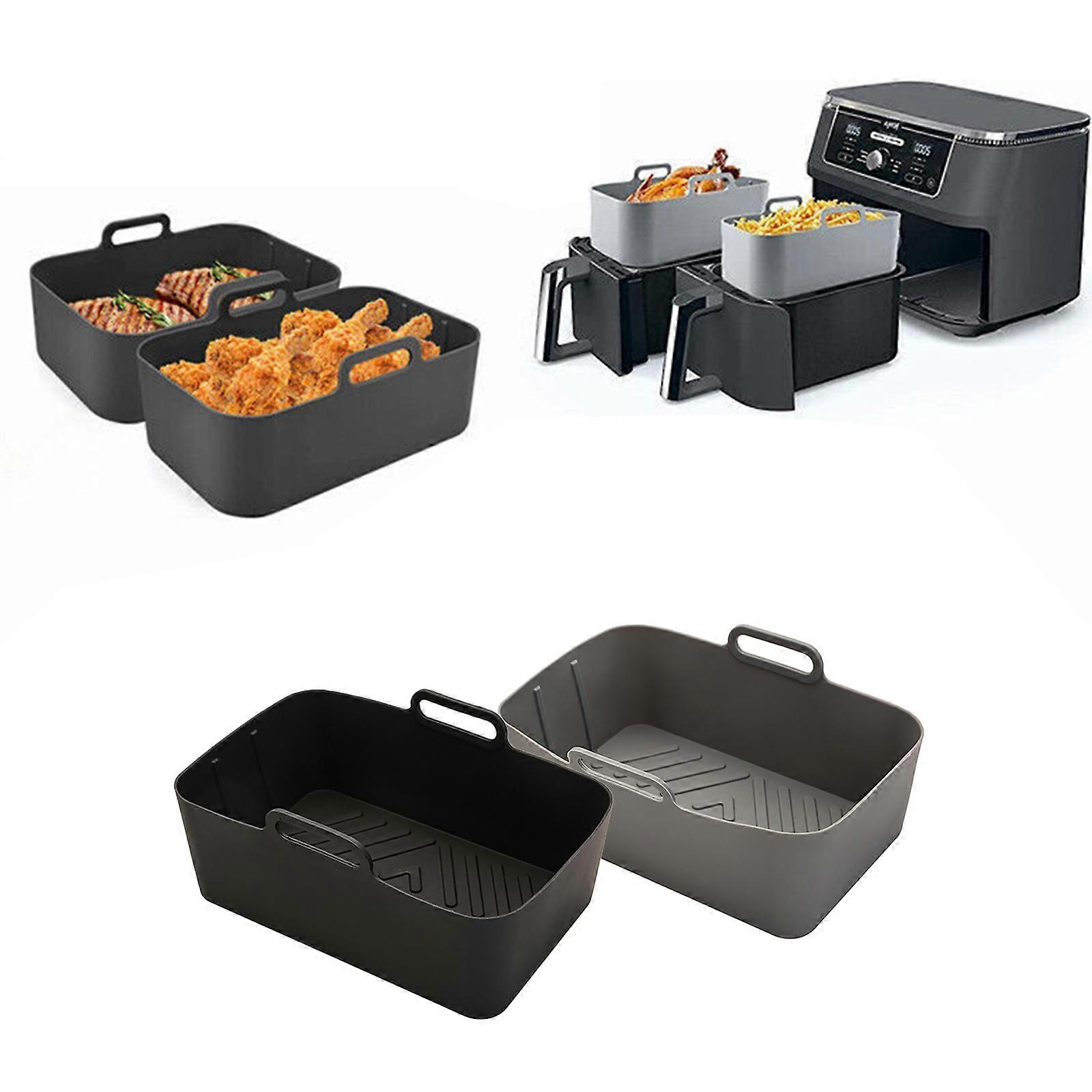 Silikontopf für Heißluftfritteuse Doppelkorb-Liner-Griffbackform für Ninja
