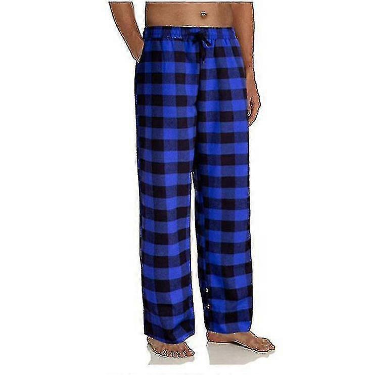 Herren Pyjamahose mit Taschen, Herren Soft Flanell Karierte Pyjama Schlafhose
