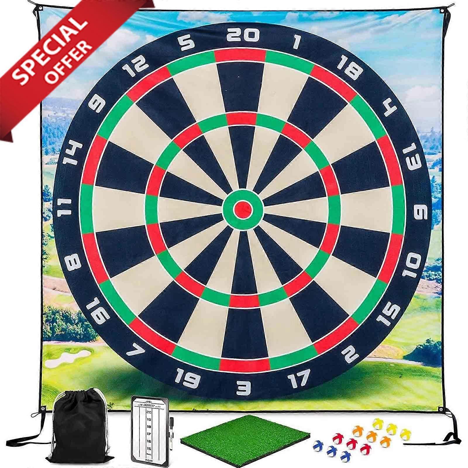 ジャイアントサイズゴルフダーツゲームマット-チップアンドスティックゴルフゲーム-屋内屋外裏庭