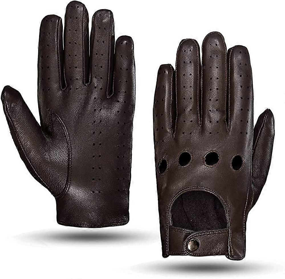 Mens Touchscreen unlined piele mănuși de conducere