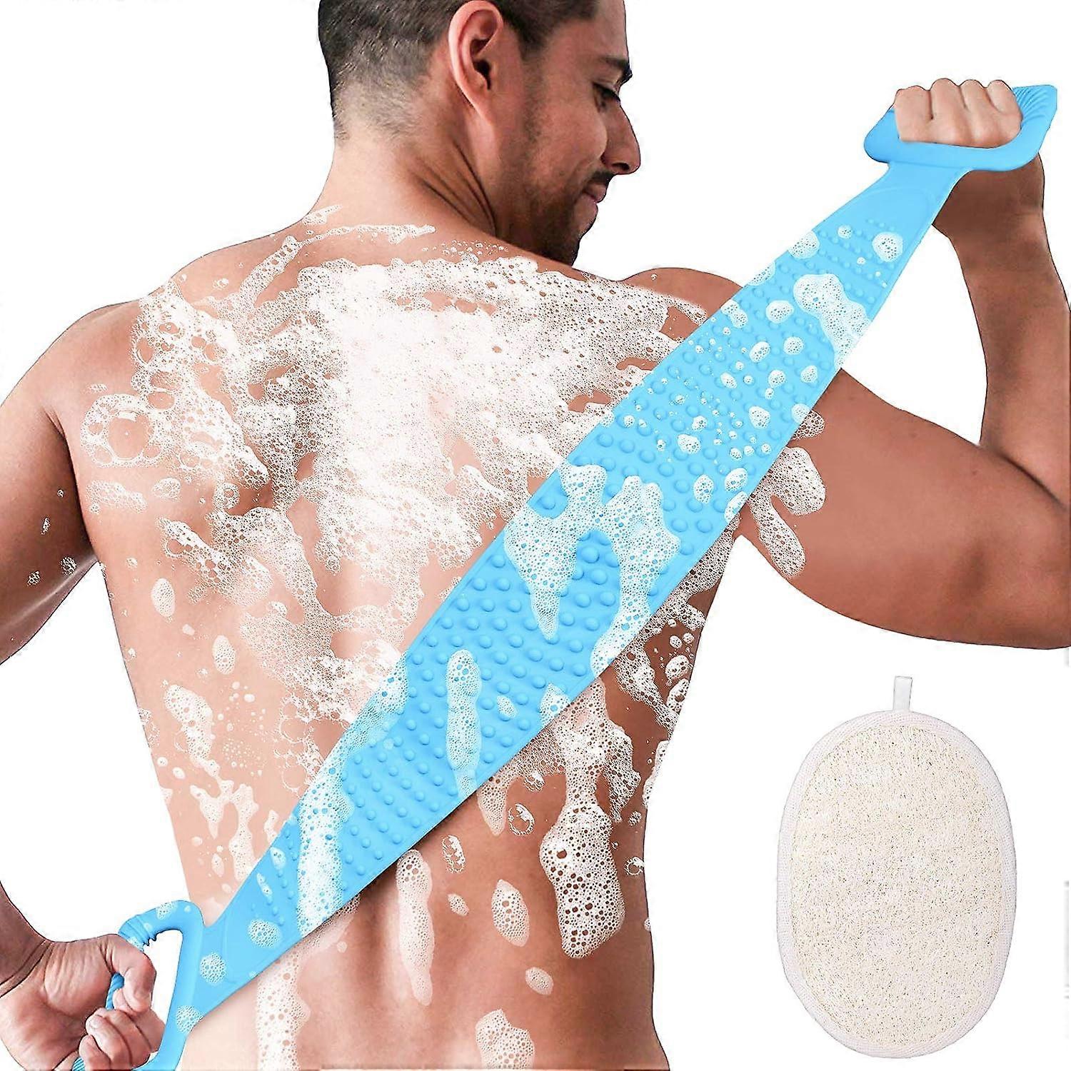 76cm Silicone Bath & Shower Brush, Extra Long Double Sided Shower Back Brush
