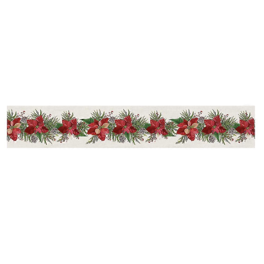 Linen Christmas Table Runner with Snowman Design for Holiday Dining Decor