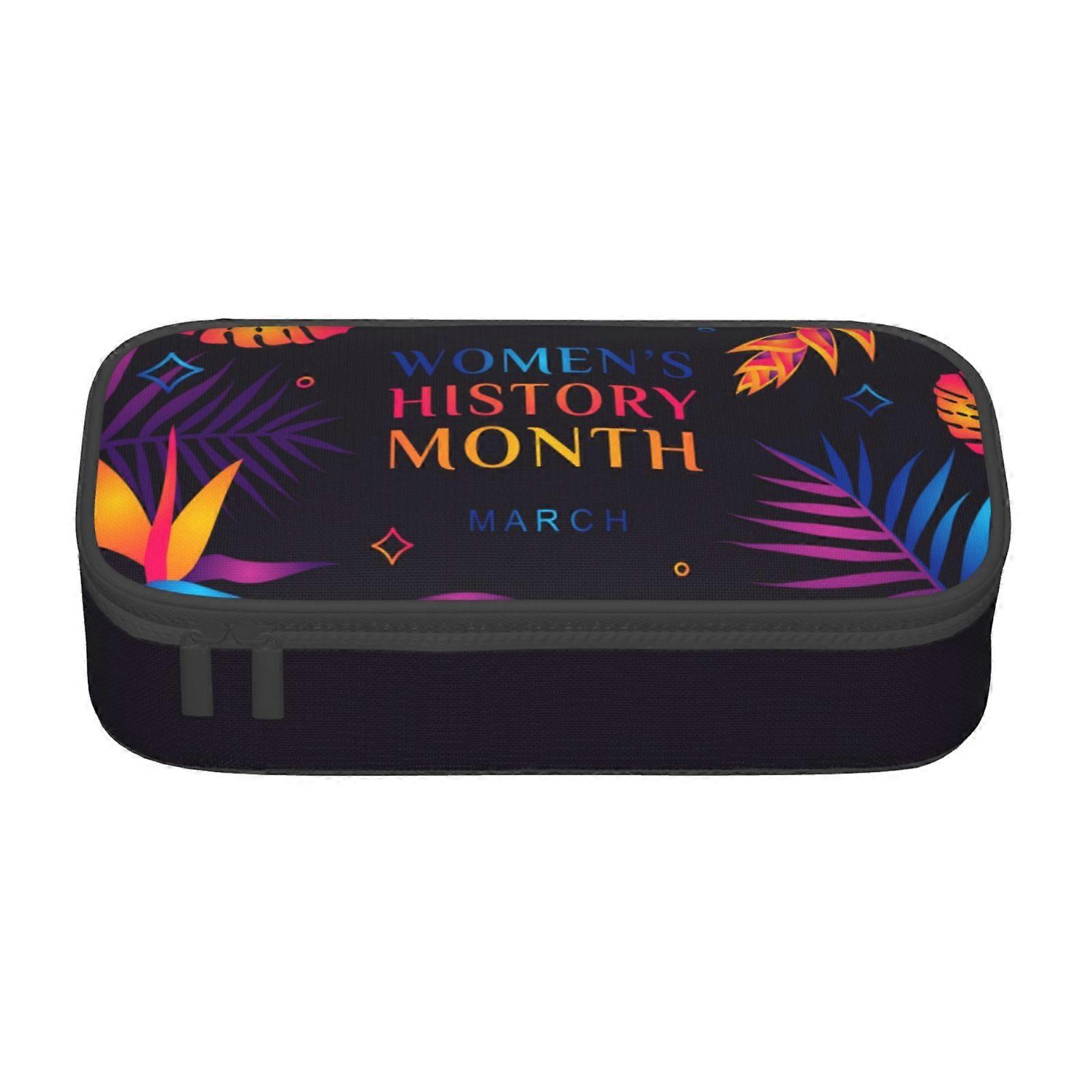 تاريخ المرأة الشهر مقلمة حقيبة كبيرة سعة قلم رصاص الحقيبة حقيبة ماكياج اللوازم المكتبية القرطاسية صندوق قلم رصاص مع سحاب 2