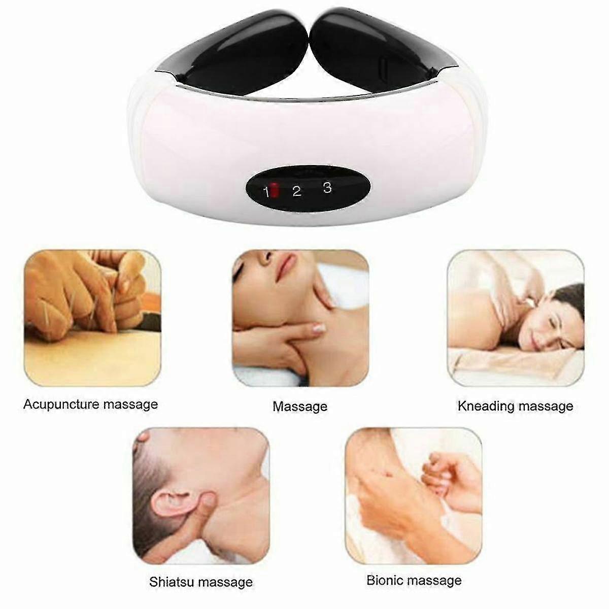 6 modalità Electric Pulse Neck Shoulder Relax Massager Fisioterapia cervicale regolabile Bianco