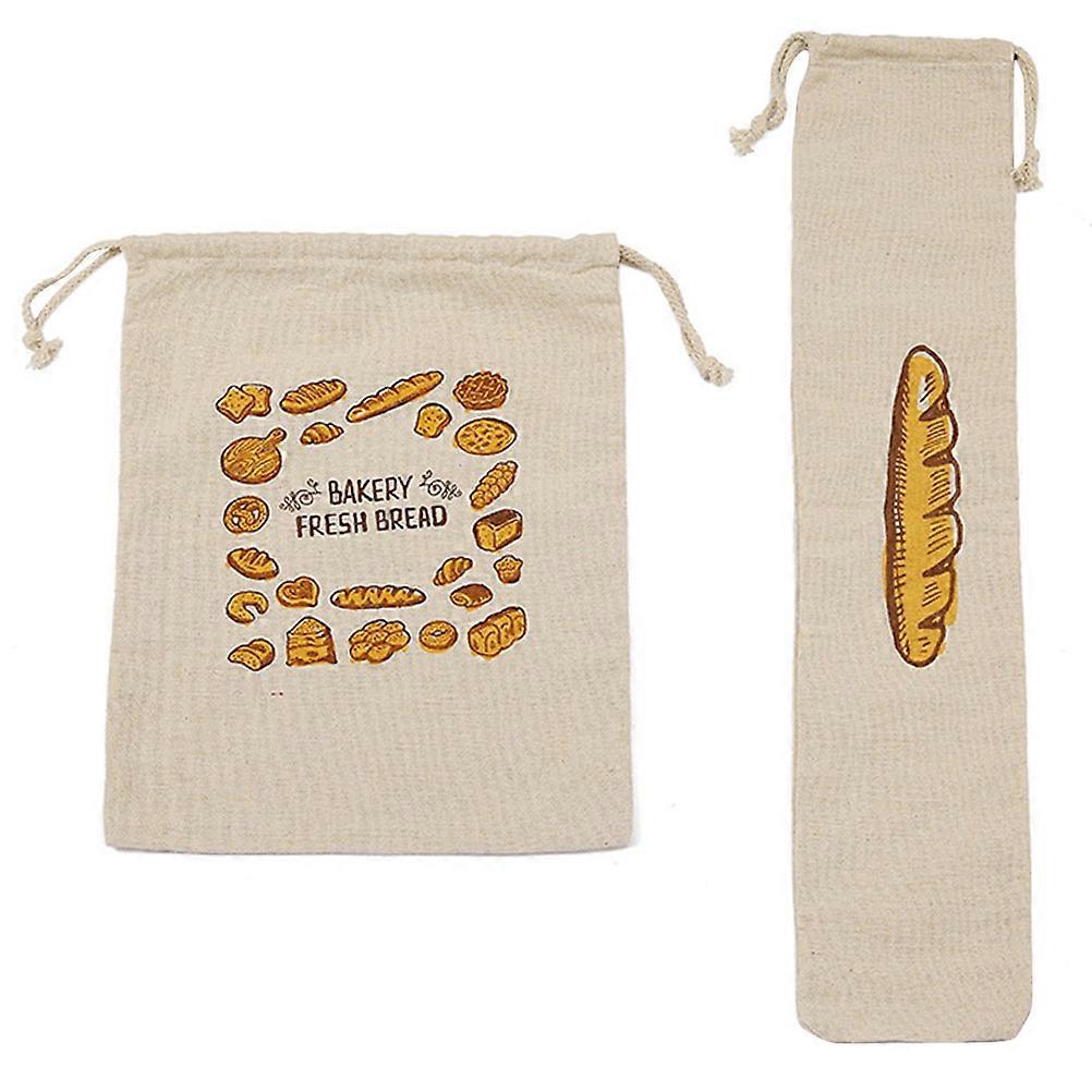 2Pcs Drawstring Brødposer Gjenbrukbare brødposer Bærbare brødposer Brødoppbevaringsposer