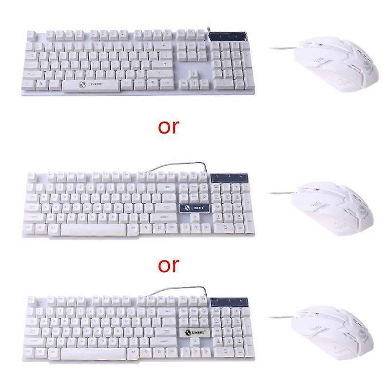 LED Light Gaming Mechanical Feel Keyboard and Wired Mouse Combo Set for Computer PC