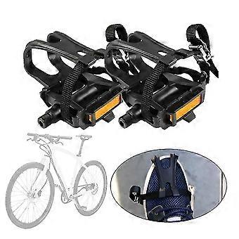 hoge kwaliteit Multifunctionele fietsen Pedalen Fietspedalen met teenclip en riemen voor hometrainer, spinfiets en buitenfietsen