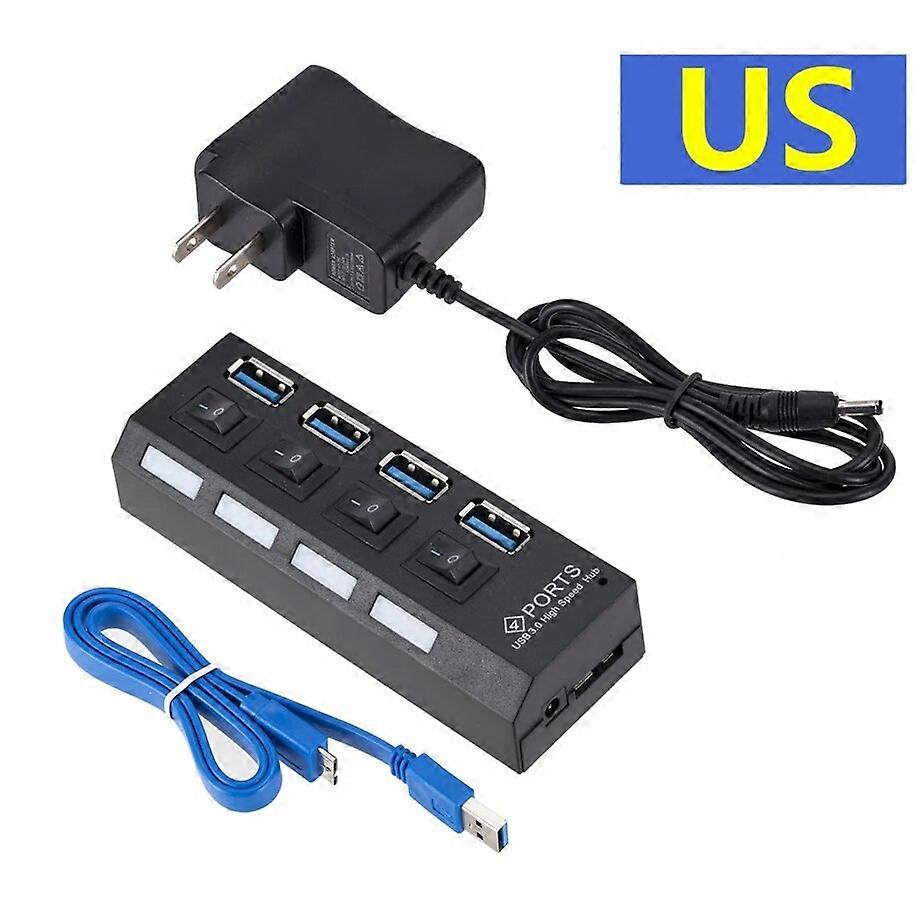 Mini USB HUB 3.0 Super Speed 5Gbps usb3.0 4 Ports HUB Portable Micro USB 3.0 HUB Splitter With External Power Adapter For PC Acc