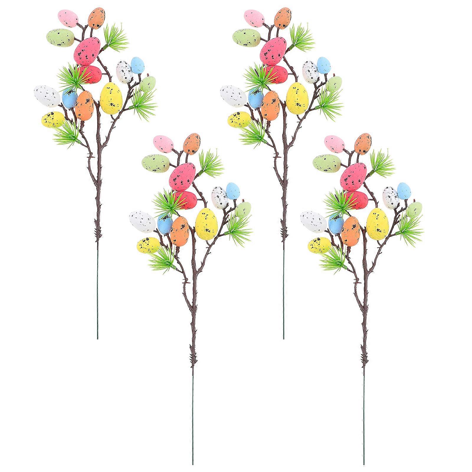 4Pcs Easter Egg Tree Branch Ornaments DIY Eggs Bouquet Party Photo Props