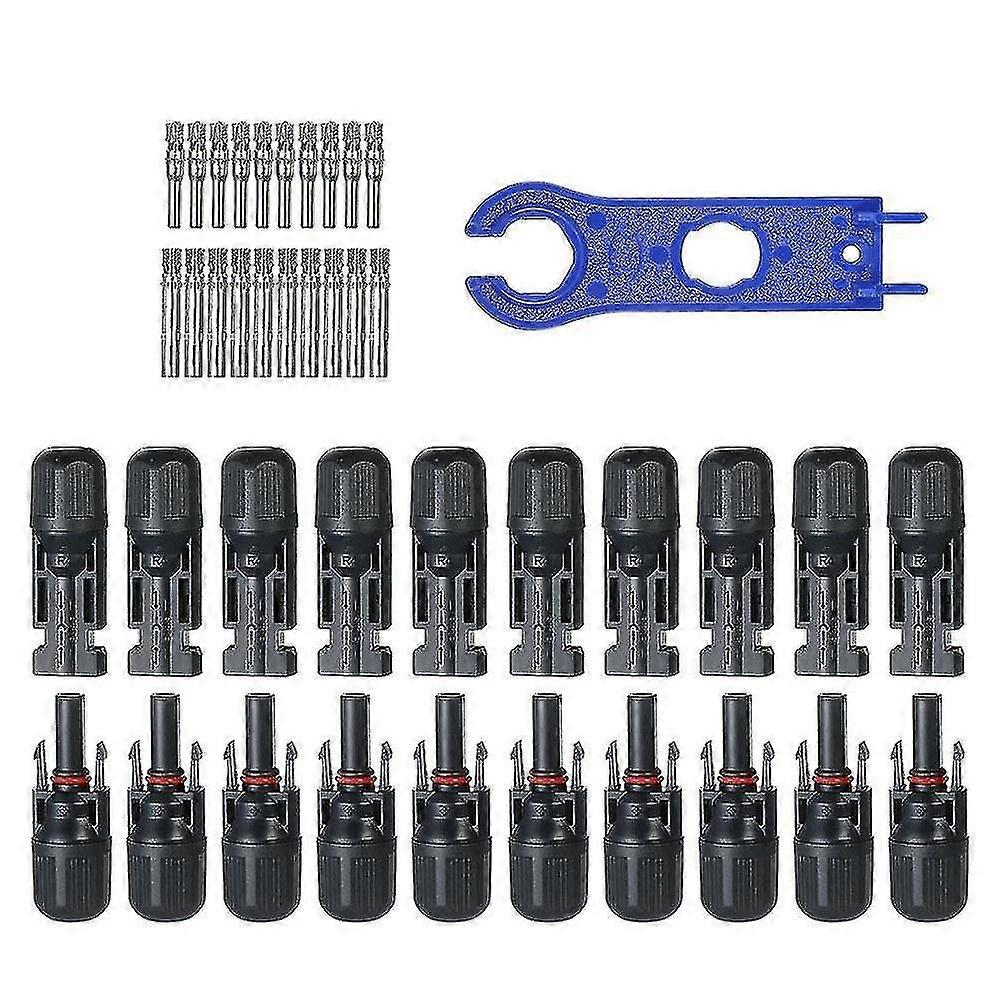Male/female solar panel cable connectors with spanner assembly tool for pv system