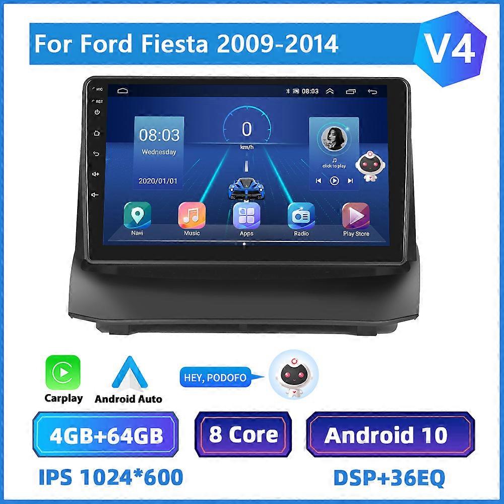 Podofo 2 Din Android Car Radio For Ford Fiesta 2009-2014 Multimidia Video Player Carplay Autoradio Navigation GPS Stereo DSP