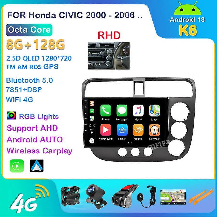 For Honda CIVIC 2000 - 2006 Car Radio Multimedia Video Player Navigation GPS Stereo Auto Android BT No 2 DIN 2din