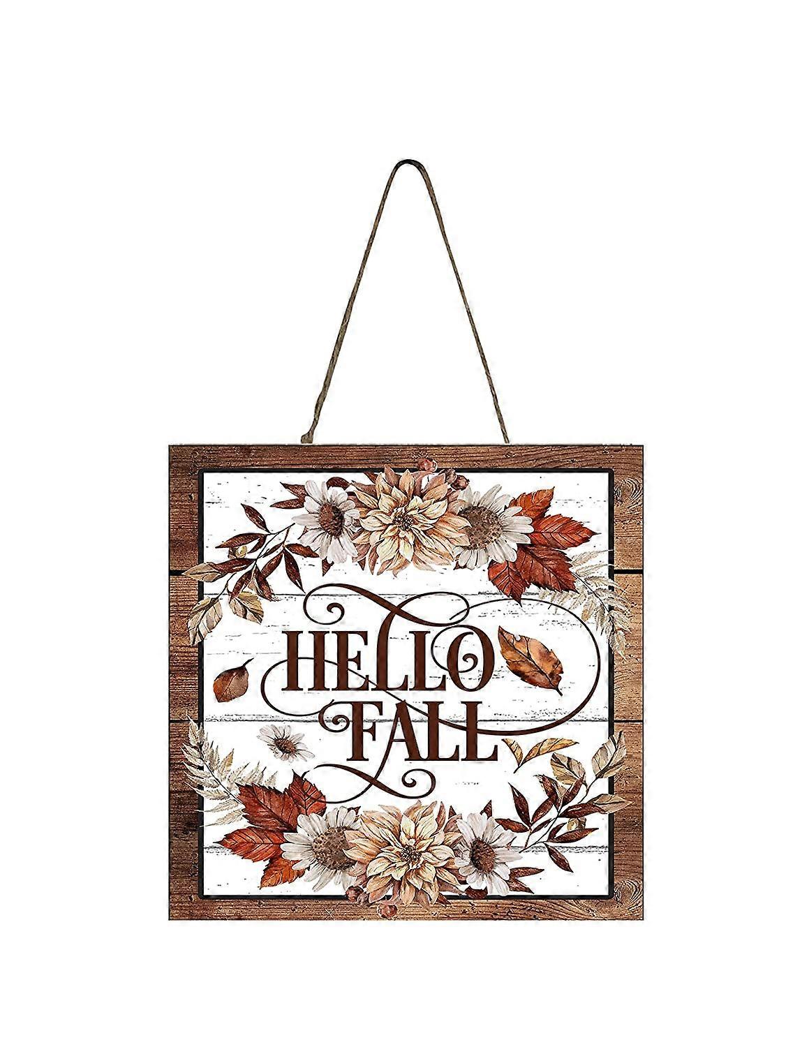 Hello Fall Mini Letrero de Madera 5" x 5"