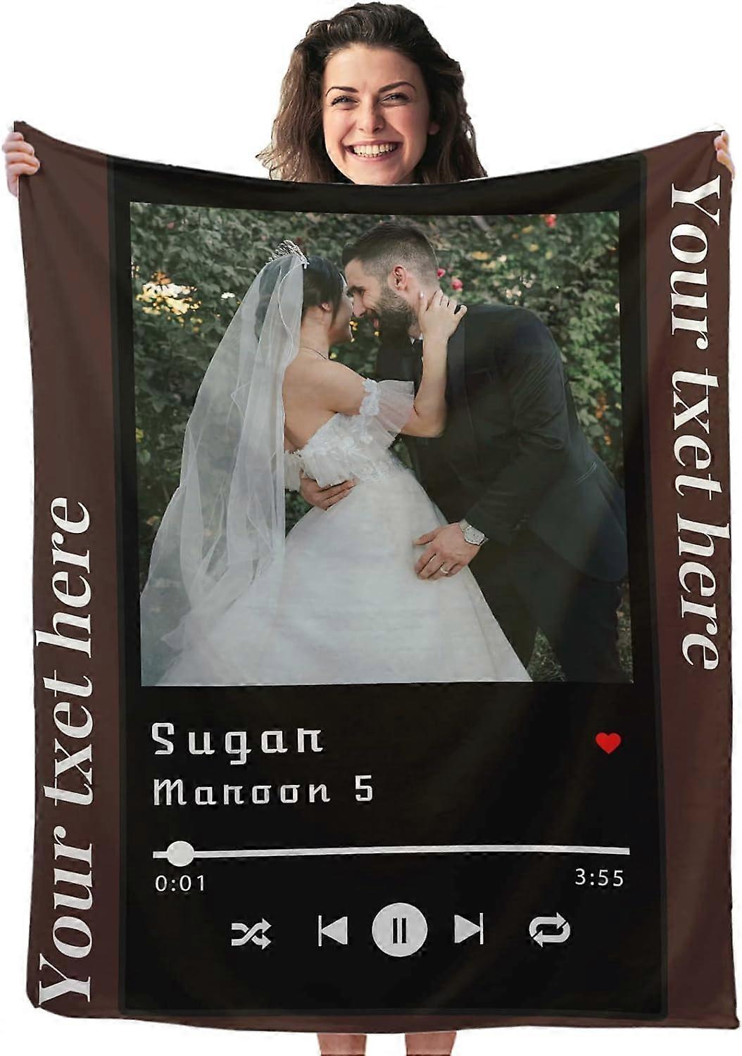Custom Blanket with Picture Upload, Customized Blankets with Photos, Personalized Throw Photo Blankets for Anniversary Birthday Wedding Sisters Couple