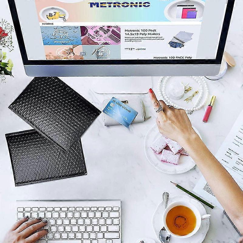 50pc Bubble Mail Clip Paper Envelope Lining Poly Mail Self-styled Black Mail Mail Clip Envelope Bubble Paper Mail Courier Bag