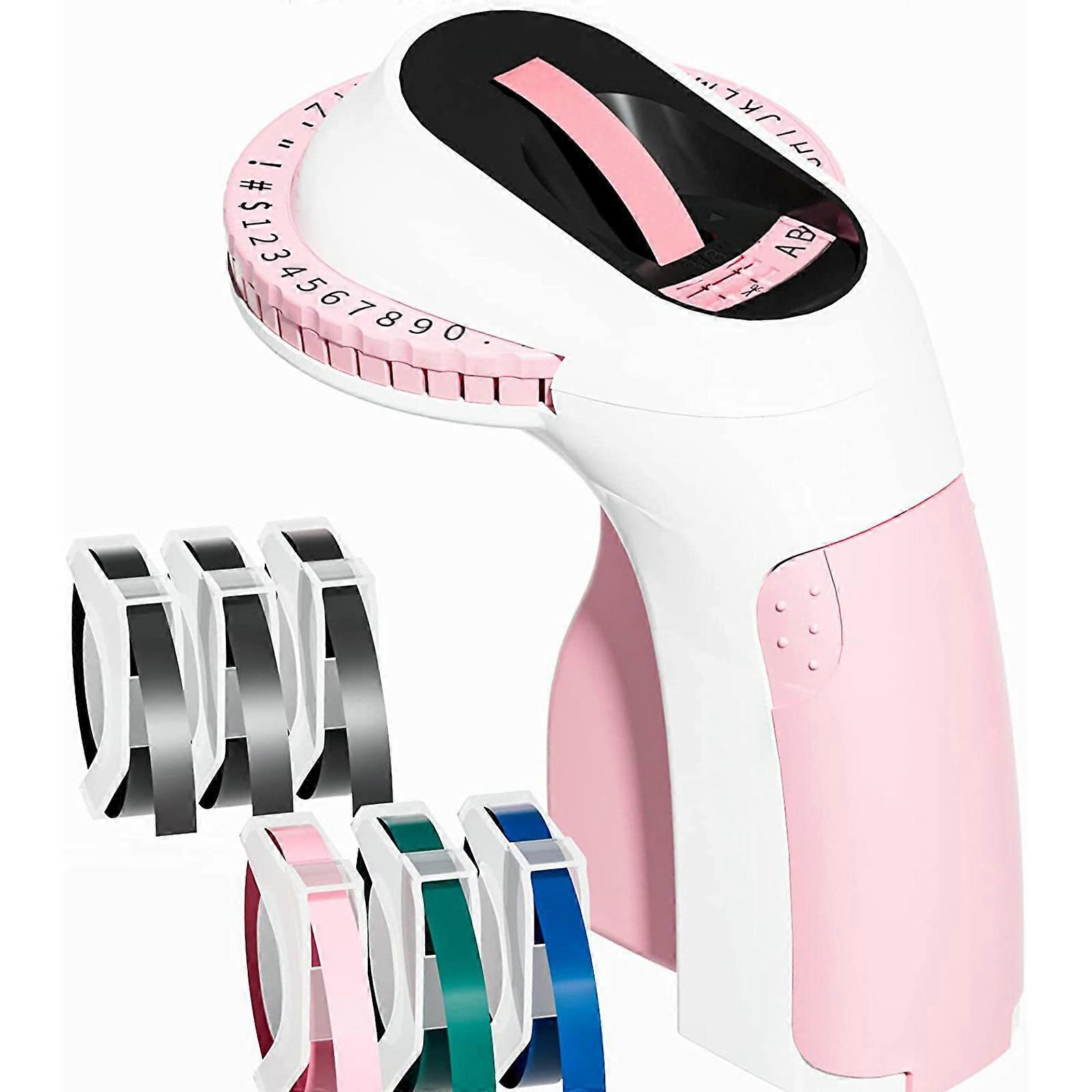 New E975 Embossing Label Maker Machine with 6 Tapes, 3D Vintage Embossed Label Maker Writer