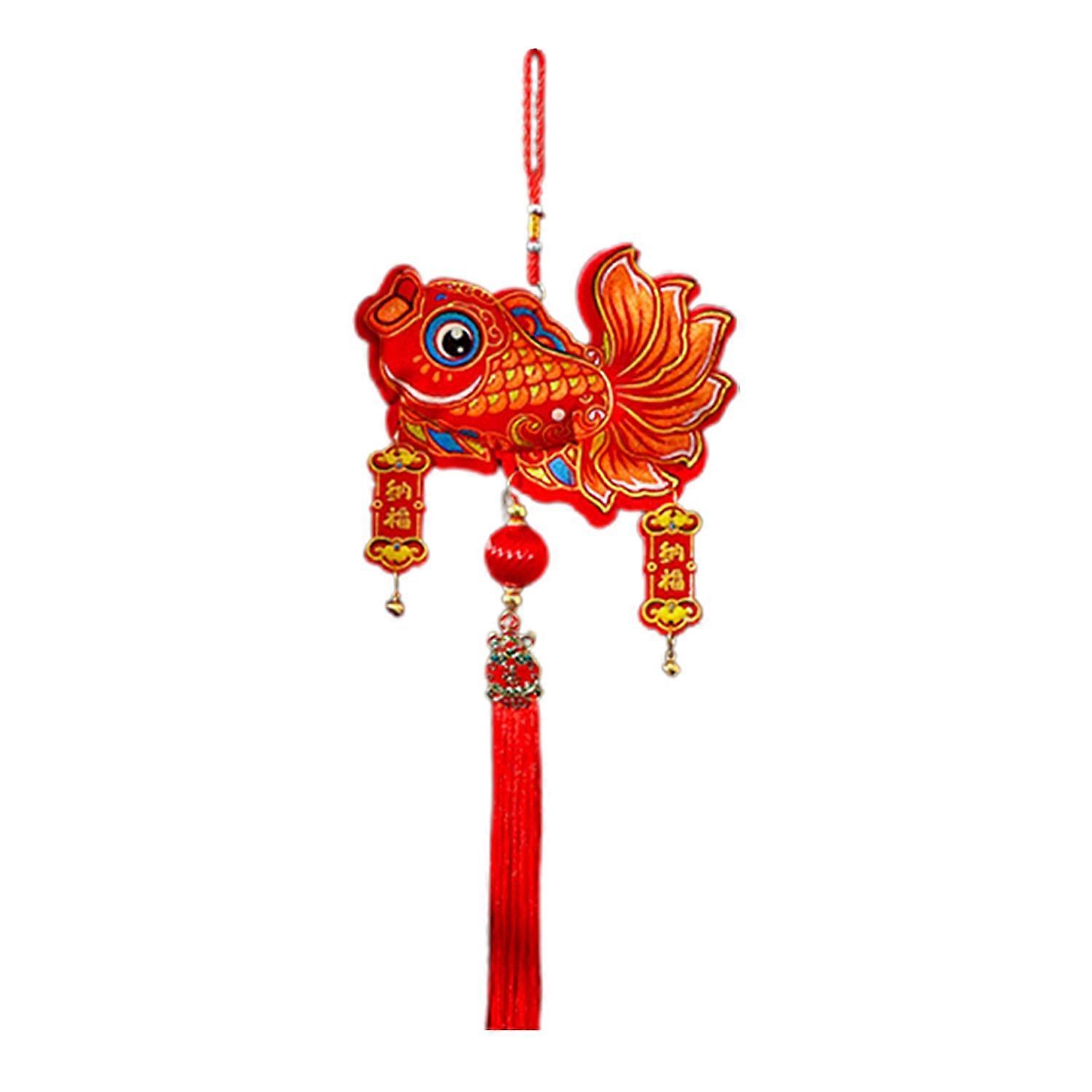 New Year Hanging Decoration Blessing Fabric Pendant with Bell or Tassels Festive Door Decoration for