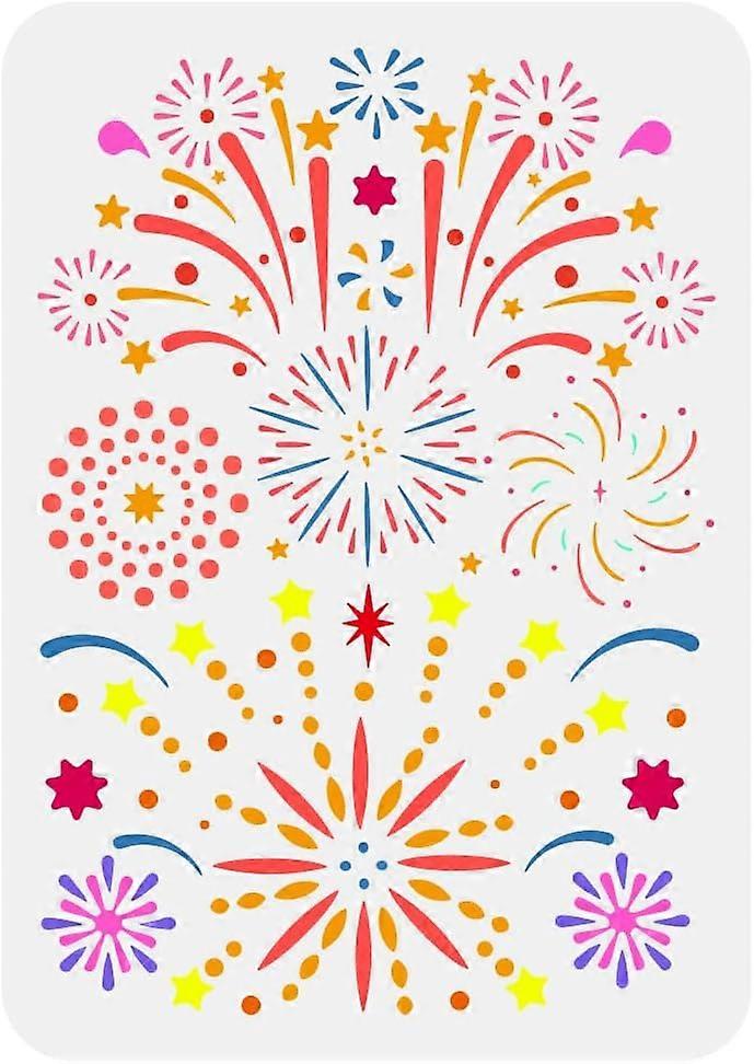 Fireworks Drawing Stencil 11.7x8.3inch Reusable Various Shapes Fireworks Painting Template Brilliant Fireworks Decoration Stencil DIY Stencil for Pain