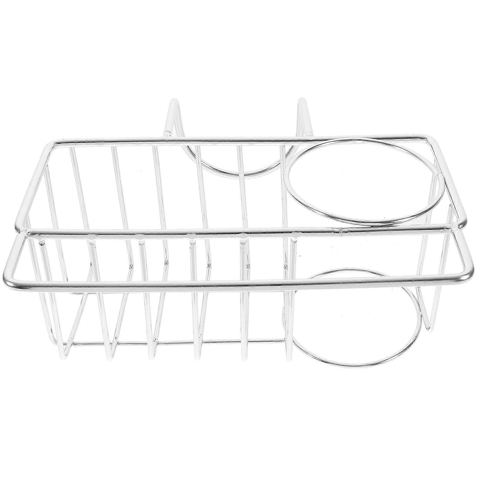 1pc Simple Wall-mounted Rag Draining Rack Stainless Steel Kitchen Storage Rack