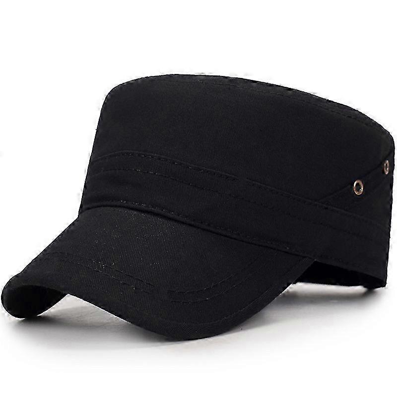 Men's Flat Cap with Two Holes on the Side Adjustable Baseball Cap (Black)