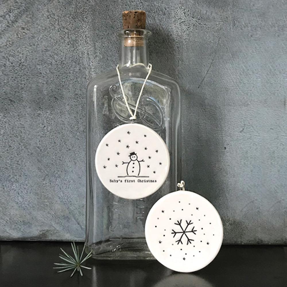 East of India Flat Porcelain Christmas Keepsake Bauble Baby first Christmas 1st