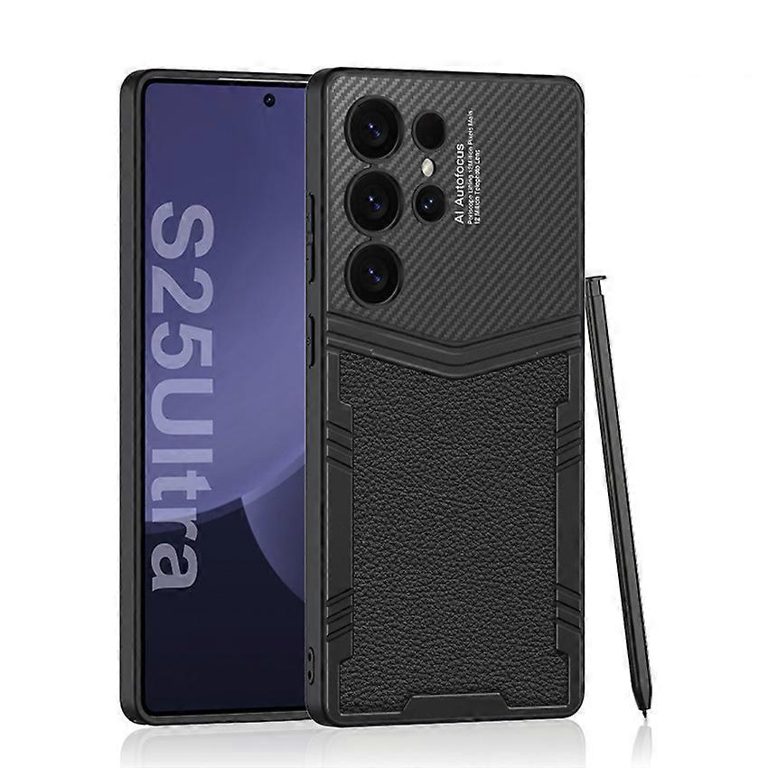 For Samsung S25Ultra Mobile Phone Case Phone Case Crocodile Print Ultra Thin Vegan Leather Leather Case Business Accessories(Litchi Grain Pattern)
