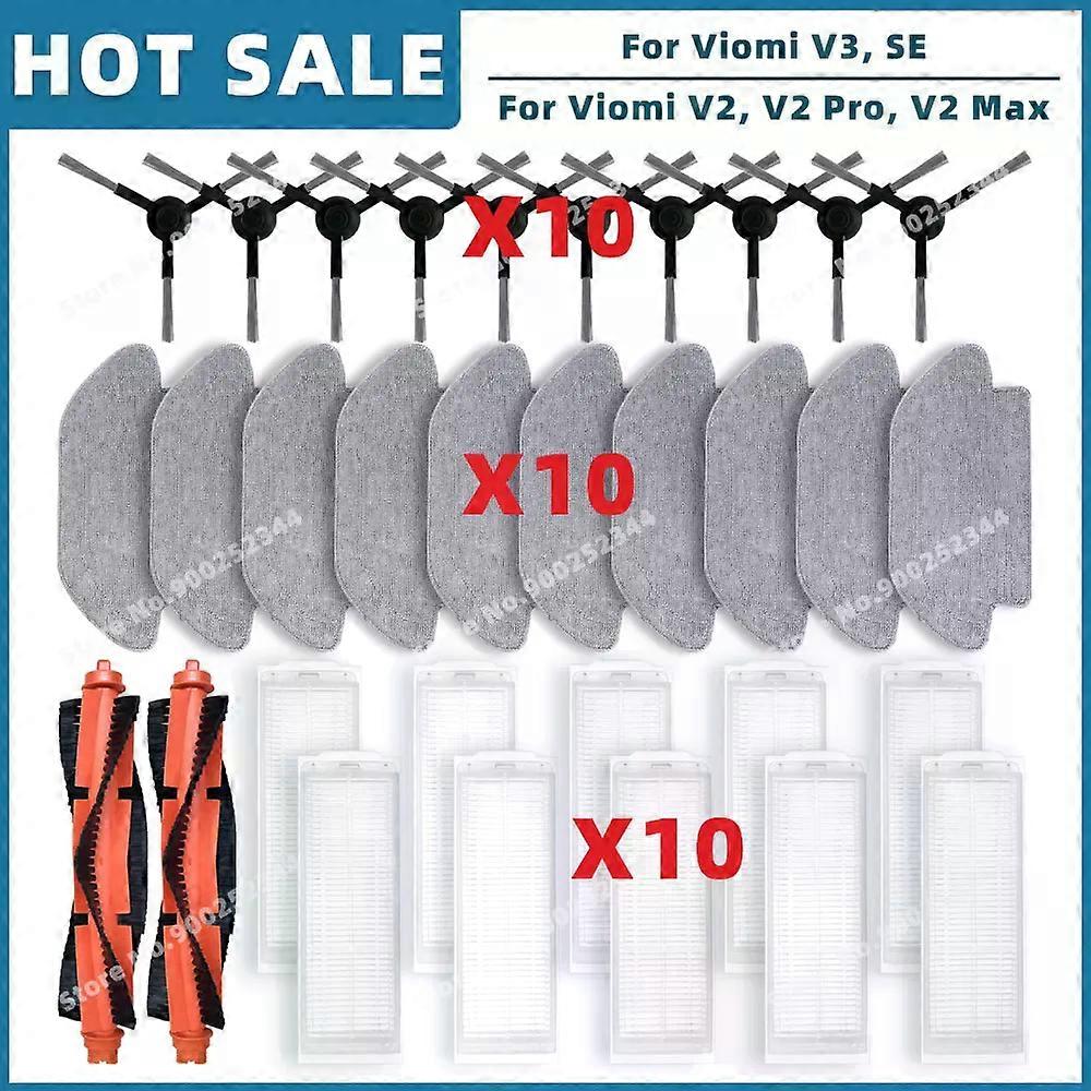 Compatible For Viomi V2, V2 Pro, V2 Max, V3, SE, V-RVCLM21B, V-RVCLM24B Replacement Parts Accessories Main Side Brush Filter Mop