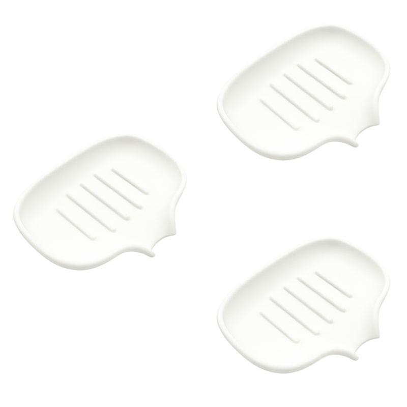 Self Draining Soap Dish, Quick Drain, Bathroom Soap Dish Silicone Soap Tray for Kitchen White