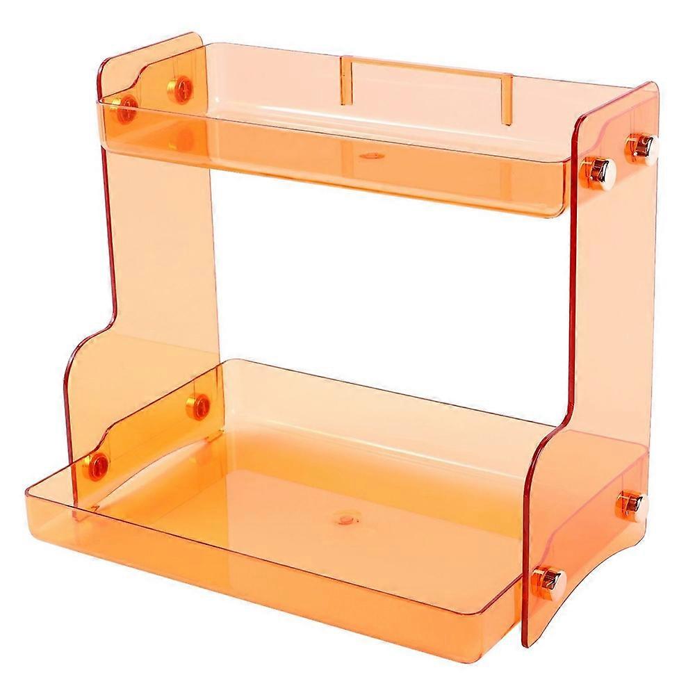 Type C Cosmetic Storage Rack Organizer PET+ABS Wall Mount Dual Layer Makeup Perfume Display Shelf
