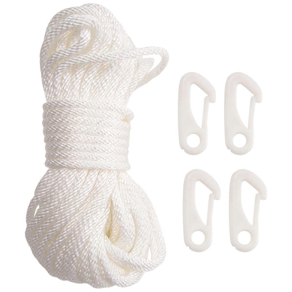 50 pieds x 1/4 pouce drapeau poteau drisse corde avec 4 pièces drapeau poteau crochet clips, accès extérieur mât