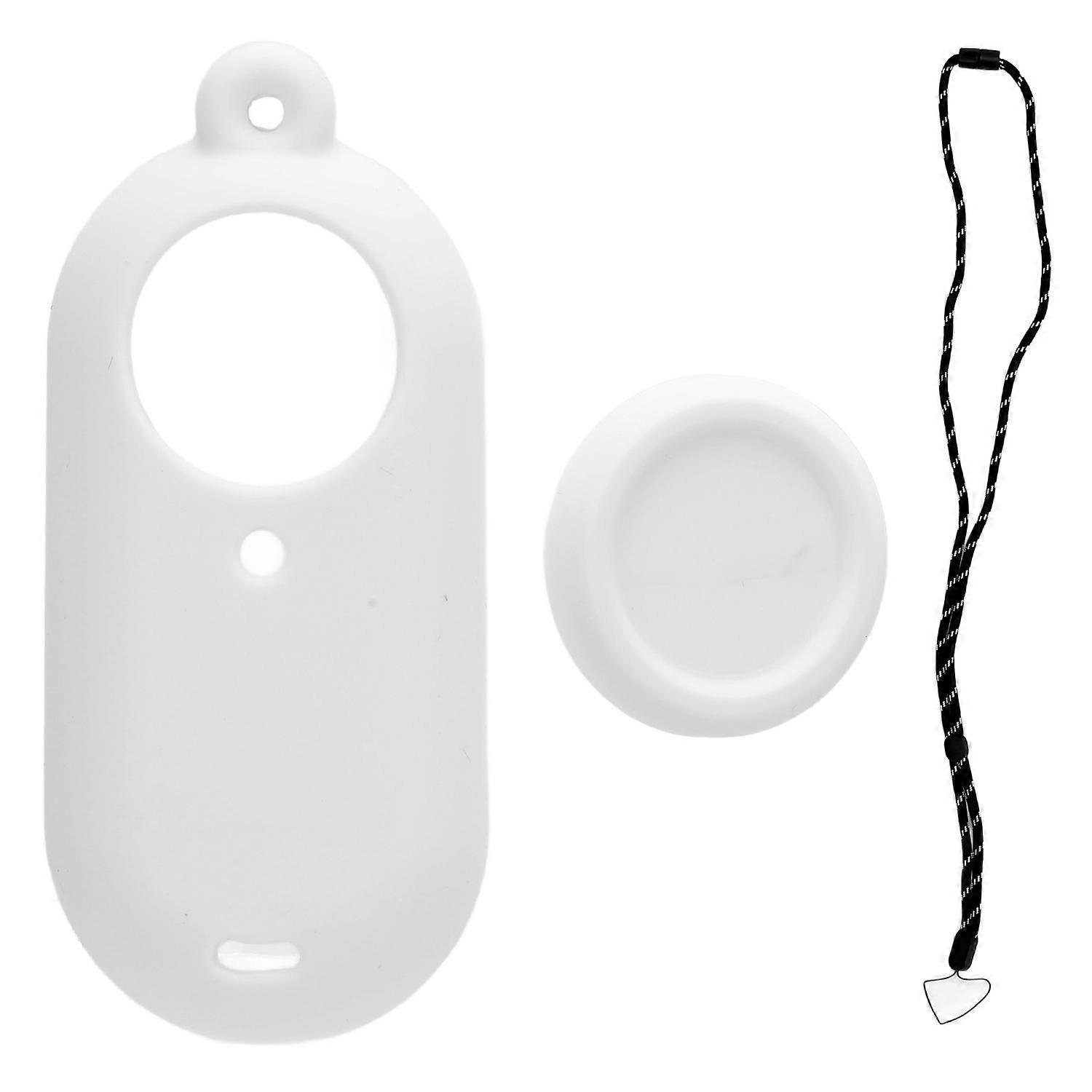 Silicone Protective Case Set for GO 3S Thumb Camera Protective Cover and Lens Cap with Lanyard White