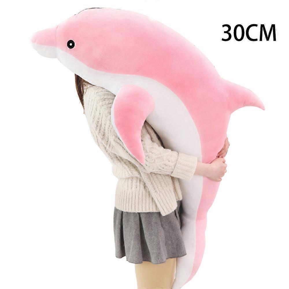 צעצוע קטיפה של דולפין Kawaii כרית תנומה רכה 30 ס"מ מתנת חג המולד לילדים