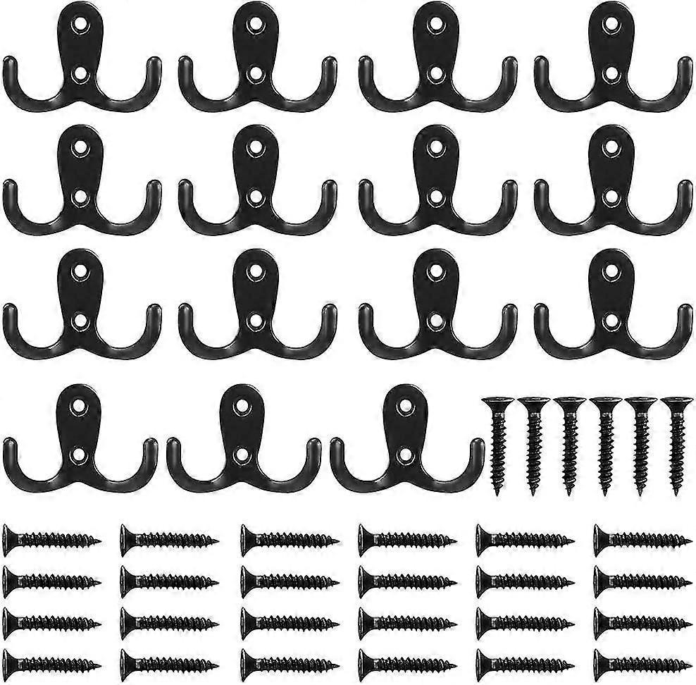 Coat Hook, 15 Pieces Double Coat Hooks Antique Wall Mount Hooks And Coat Hooks Bla Wall Mounted Coat Hook, Storage With Screws For e, Shees, Ba