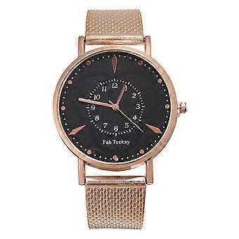Zhoulianfa Fashion Mesh Belt Round Dial Quartz Watch Casual Men Wristwatch (Gold)